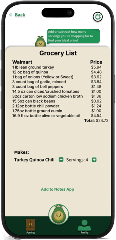 Grocery List UI preview